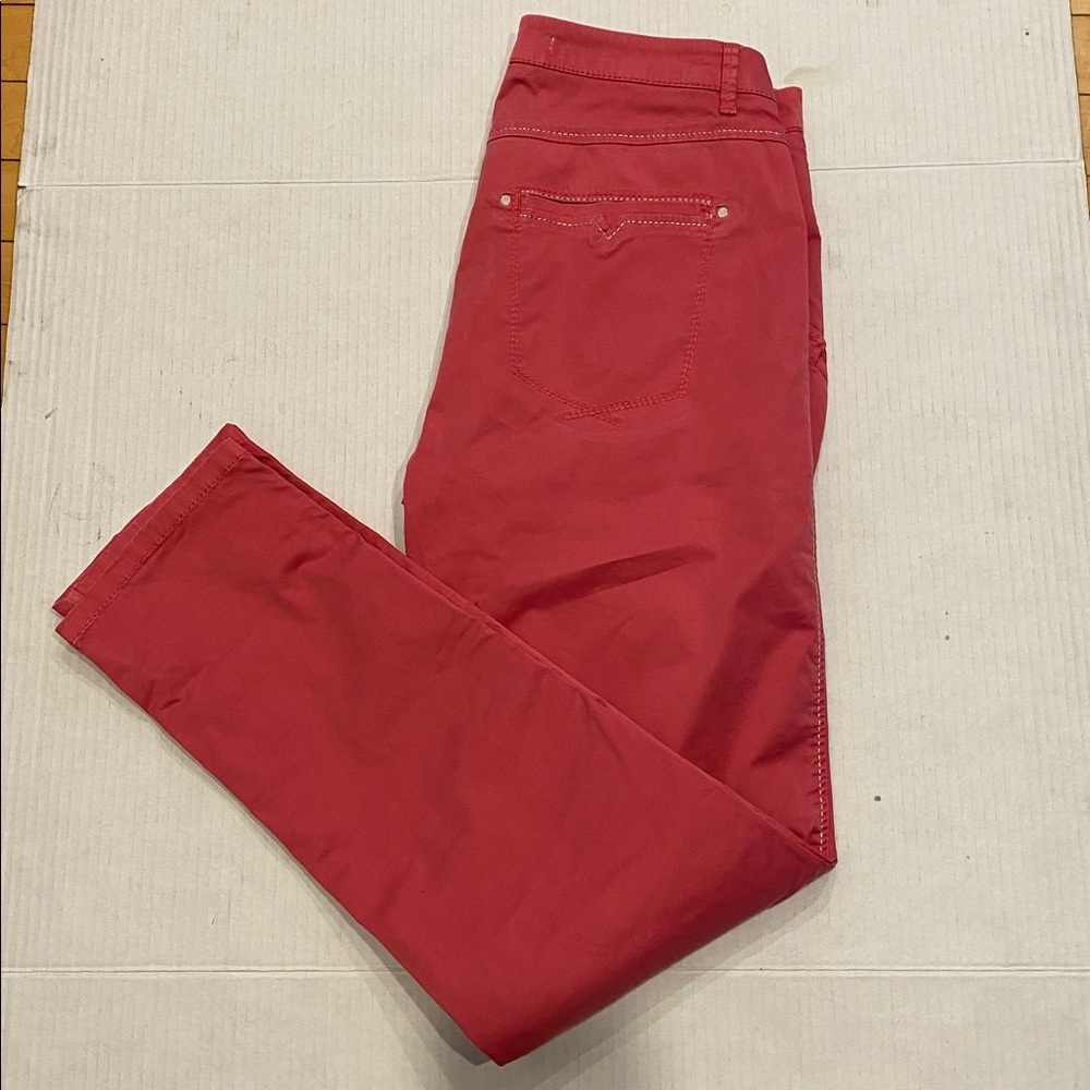 ROSNER from the heart May bright coral pink  cotton mix Chino Pants Size 4 - Picture 14 of 14